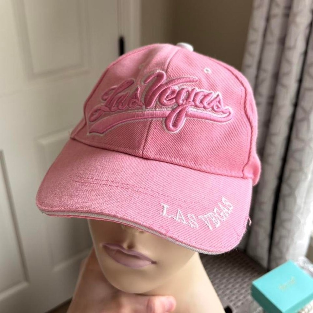 y2k 2000s pink las vegas embroidered hat